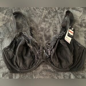 Wacoal 855237 In Bloom Full Figure Underwire Bra Size 40D Black Silver NEW